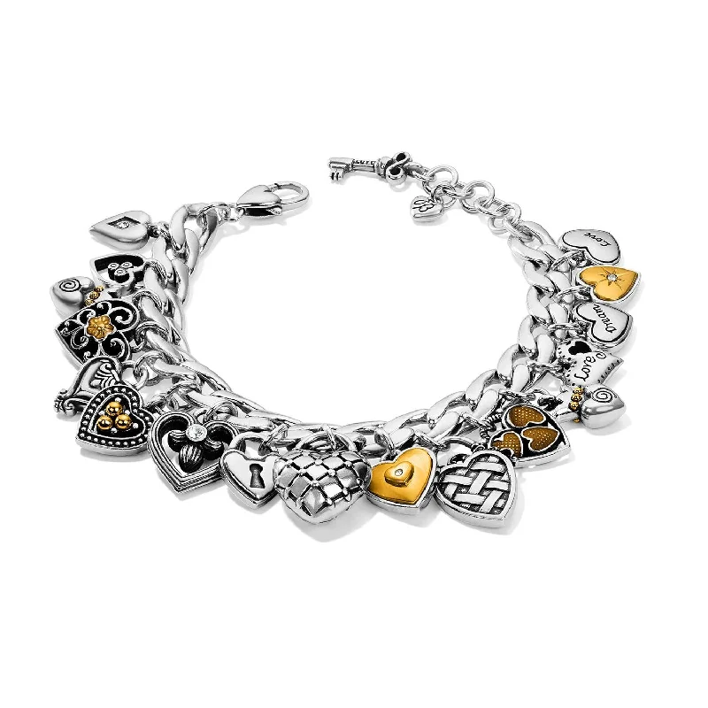 Women's One Heart Charm Bracelet In Silver-Gold