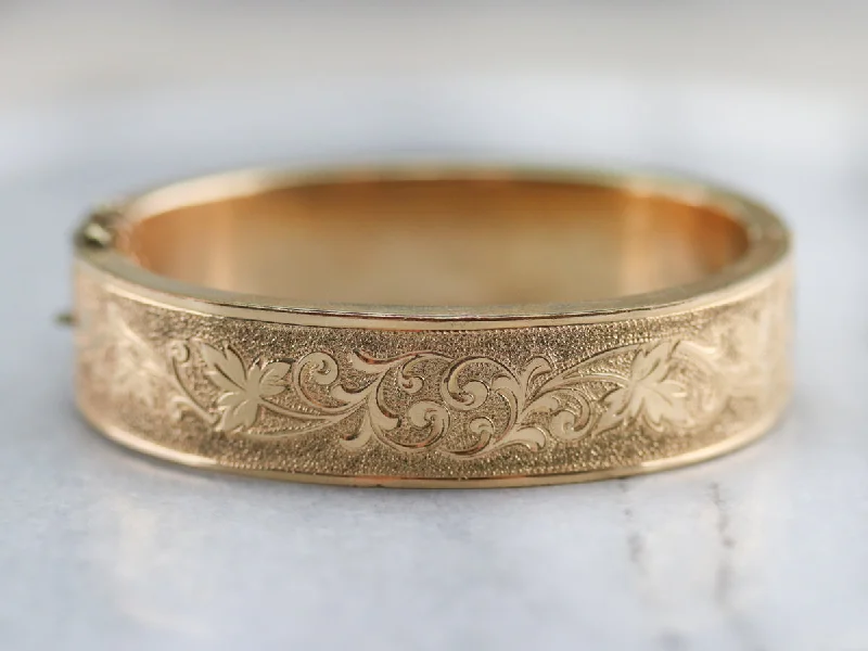 Engraved Ivy Vine Gold Fill Bracelet