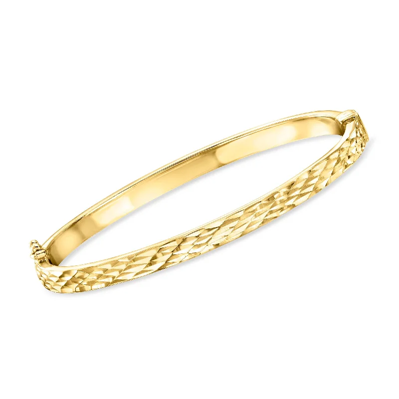 RS Pure by Ross-Simons 18kt Gold Vermeil Diamond-Cut Bangle Bracelet