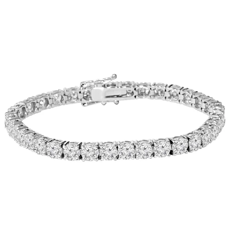 Certified 9 Ct Natural Diamond Tennis Bracelet 14k White Gold 7"