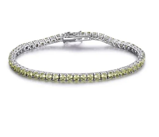 Light Yellow Round Cut Bracelet In Sterling Silver