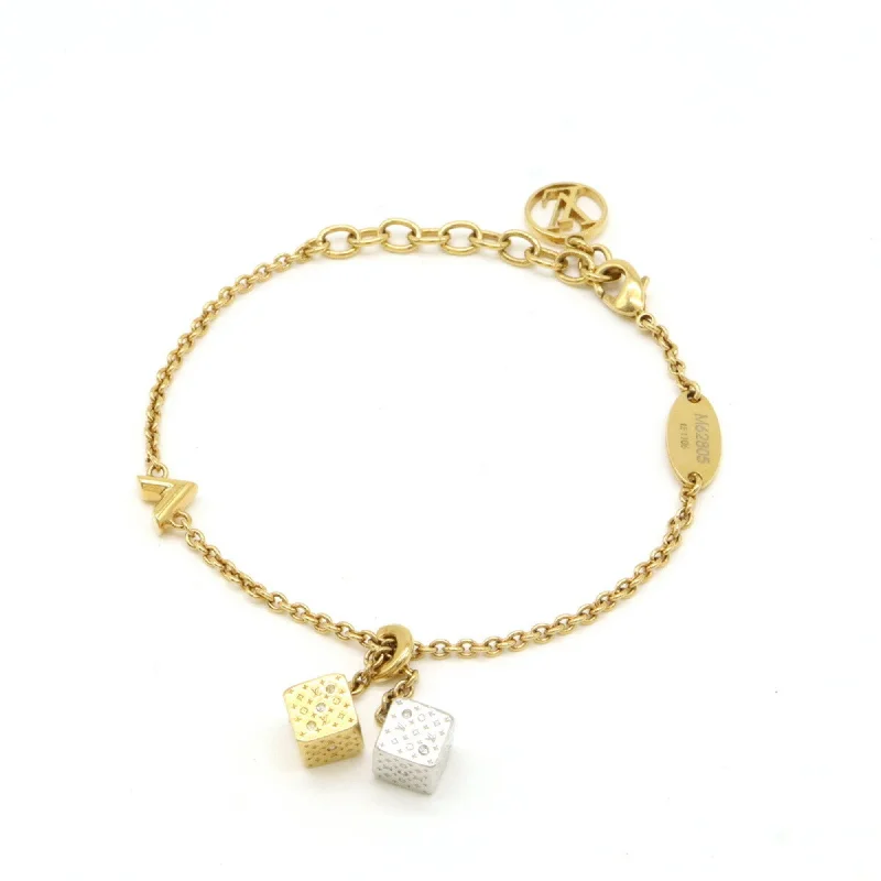 Louis Vuitton gold gold Plating Metal Rhinestone Charm Bracelet (Pre-Owned)