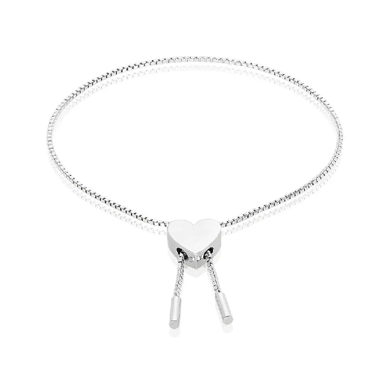 Adornia Heart Bolo Slider Bracelet silver