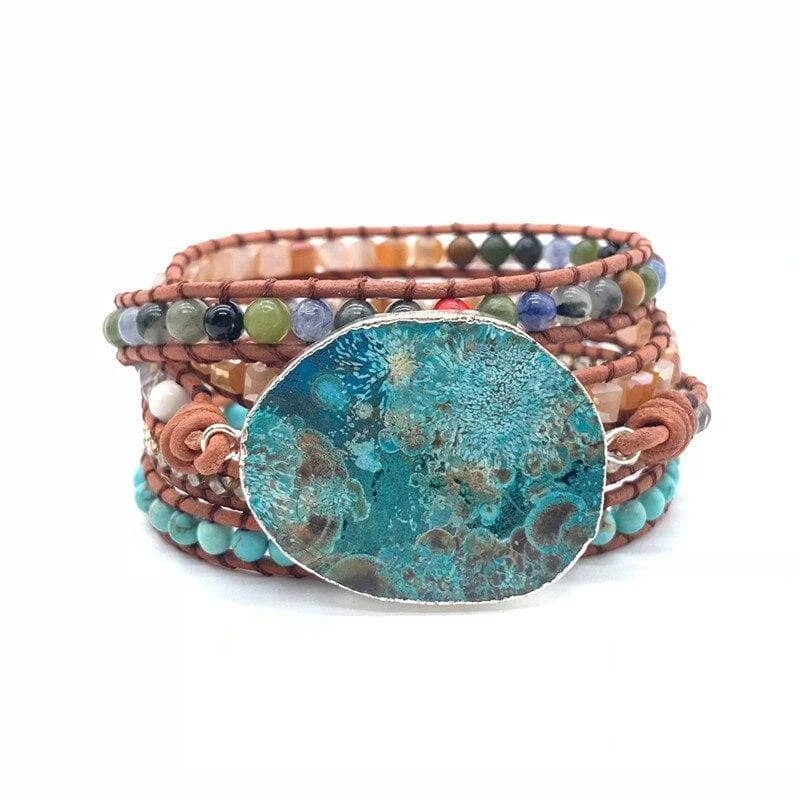 Turquoise & Mixed Natural Stone Boho Bracelet