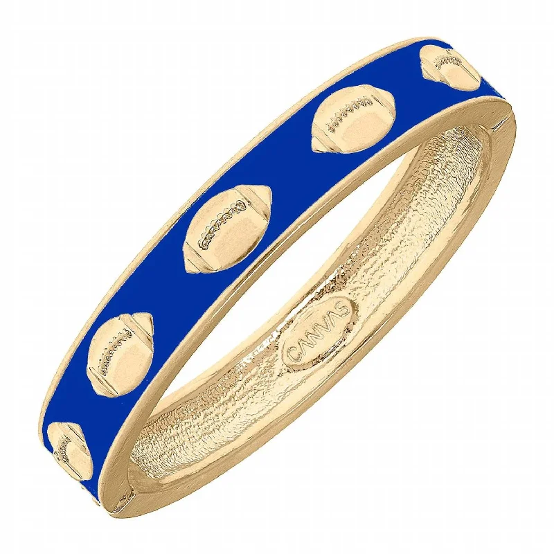 Women's Football Enamel Hinge Bracelet In Blue/gold