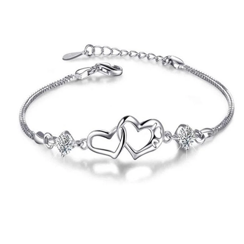 Connected Hearts Bracelet with Diamond