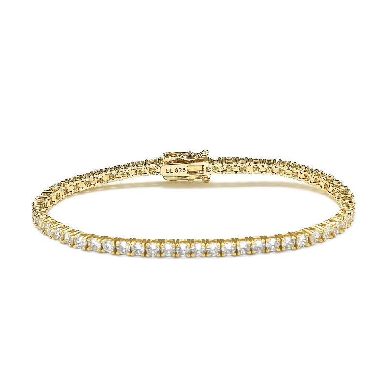 Suzy Levian Cubic Zirconia Gold Sterling Silver 7 inch Tennis Bracelet