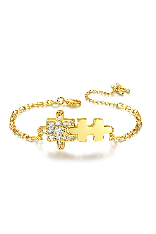 Gold Jigsaw Puzzle Bracelet