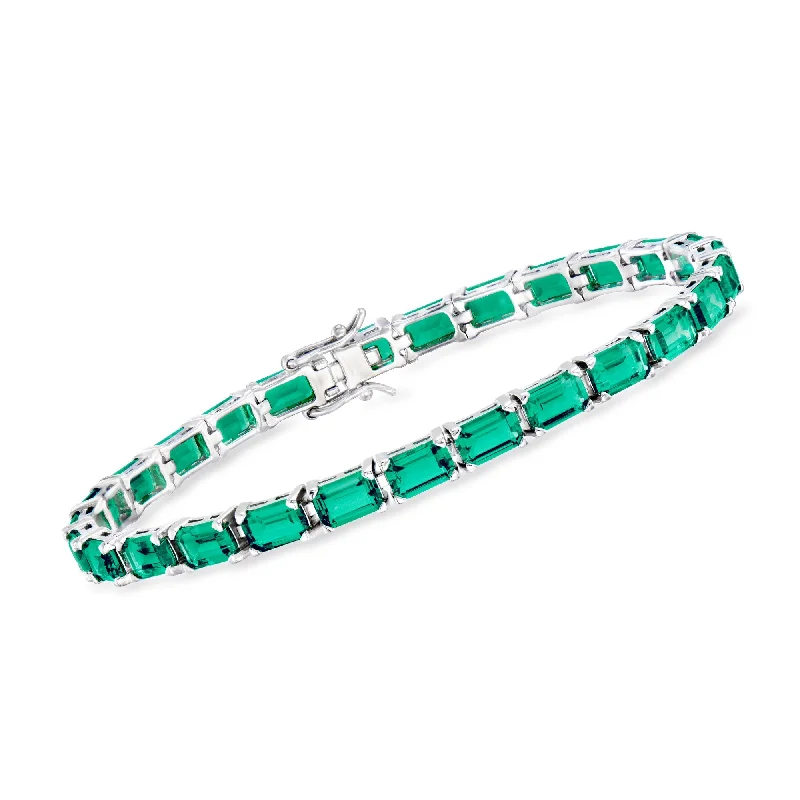 Ross-Simons Simulated Emerald Tennis Bracelet in Sterling Silver