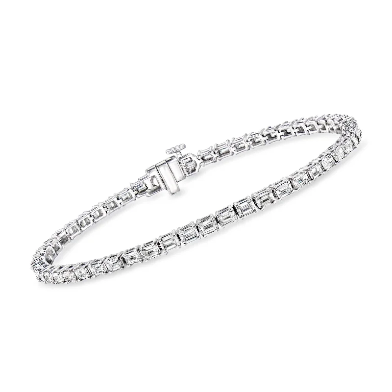 Ross-Simons Emerald-Cut Lab-Grown Diamond Tennis Bracelet in 14kt White Gold