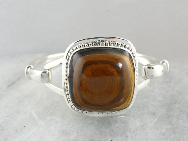 Tiger's Eye Gemstone Bracelet in Sterling Silver