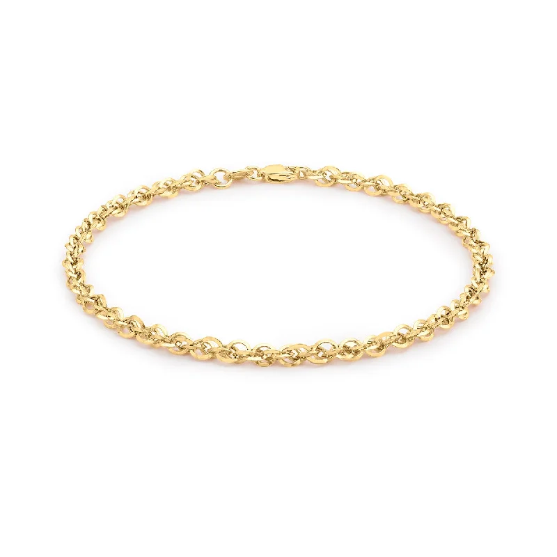 9K Yellow Gold 60 Hollow DC Chain Bracelet/ 7.5"