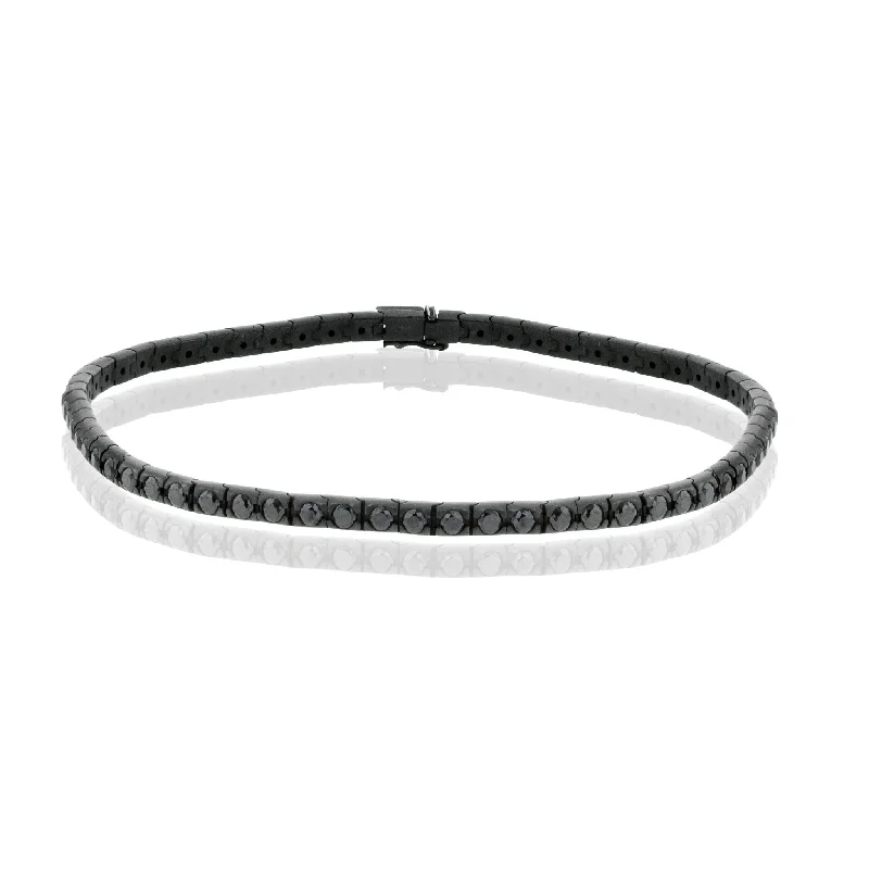 Men's Bracelet In 14k Black Gold With Black Diamonds