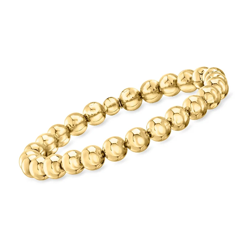 Ross-Simons Italian 8mm 18kt Gold Over Sterling Bead Stretch Bracelet