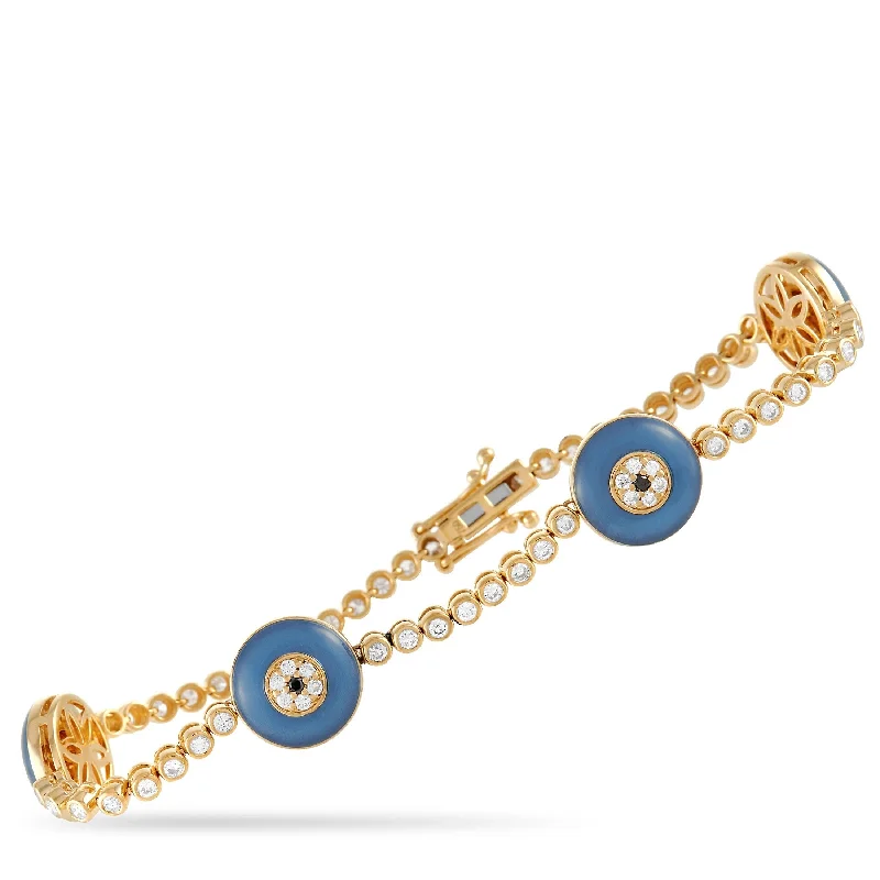 LB Exclusive 18K Yellow Gold 1.20ct Diamond Evil Eye Bracelet ALB-16404-Y