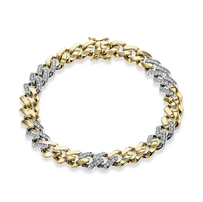 Men's Link Bracelet in 14k Gold With Diamonds