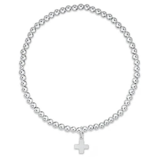 enewton - classic sterling 3mm bead bracelet - signature cross sterling charm