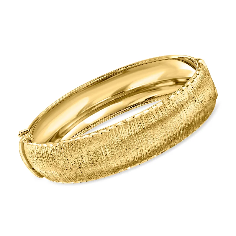 Ross-Simons Italian 14kt Yellow Gold Textured and Polished Bangle Bracelet