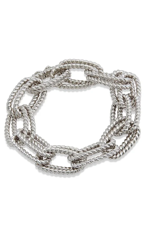 RHODIUM PLATED DOUBLE LINK BRACELET