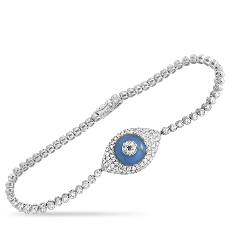 LB Exclusive 18K White Gold 1.92ct Diamond Evil Eye Bracelet ALB-16402