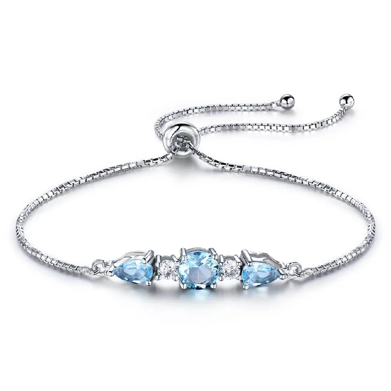 Elegant Azure Round & Pear Cut Bracelet