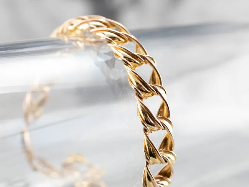 Italian Yellow Gold Twist Link Bracelet