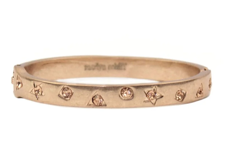 Multi Shape Metal Hinge Bangle In Rose Gold