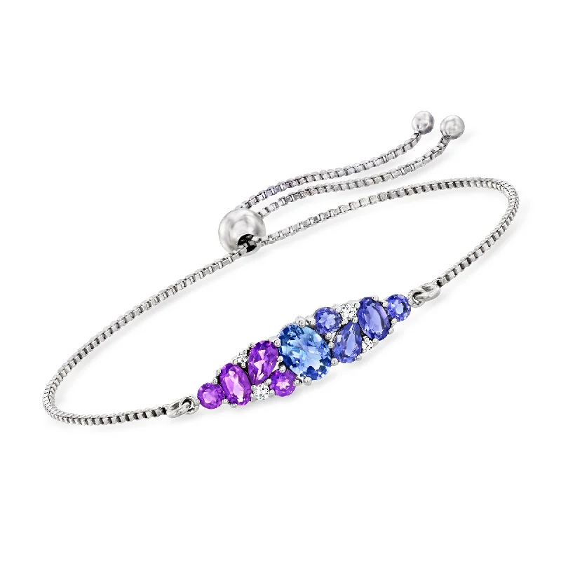 Ross-Simons Multi-Gemstone Bolo Bracelet in Sterling Silver