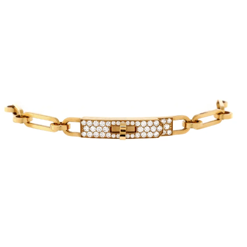 Kelly Chaine Bracelet 18K Yellow Gold and Pave Diamonds Small