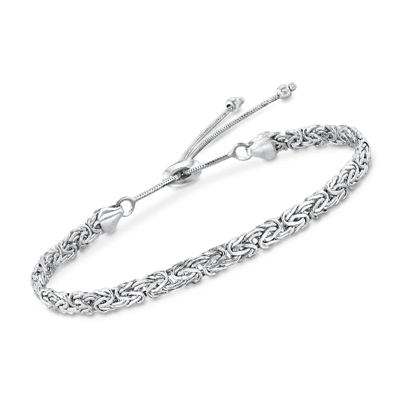 Ross-Simons 14kt White Gold Byzantine Bolo Bracelet